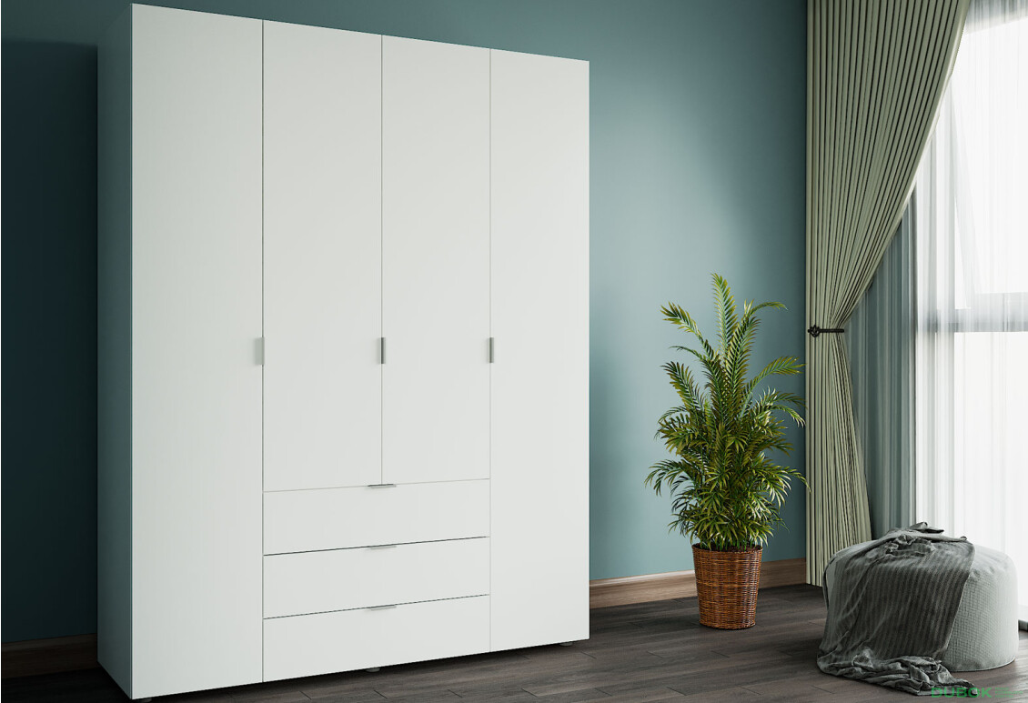 Skříň čtyřdveřová Gelar 155 cm Bílá - Fotografie 6 Fotografie 6 - Skříň čtyřdveřová Gelar 155 cm Bílá