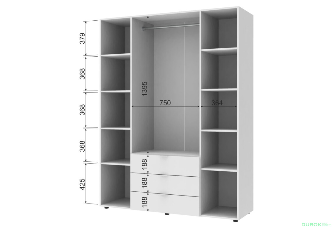 Skříň čtyřdveřová Gelar 155 cm Bílá - Fotografie 9 Fotografie 9 - Skříň čtyřdveřová Gelar 155 cm Bílá