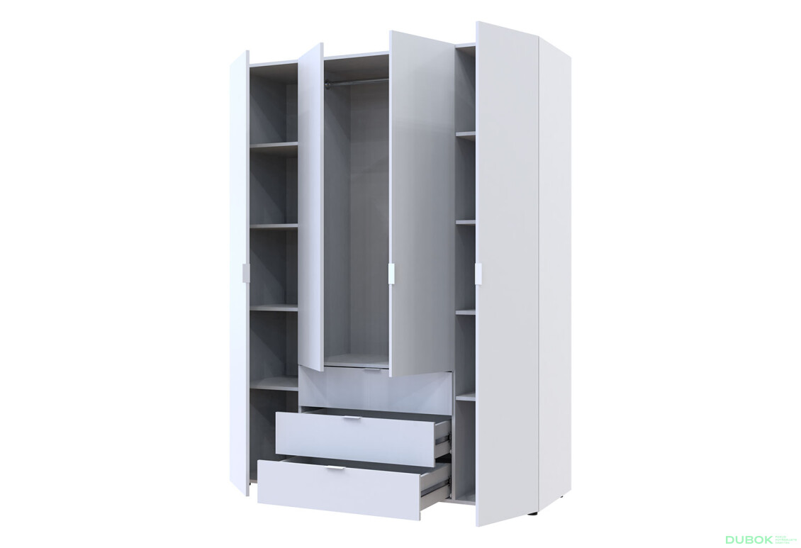 Skříň čtyřdveřová Gelar 155 cm Bílá - Fotografie 3 Fotografie 3 - Skříň čtyřdveřová Gelar 155 cm Bílá