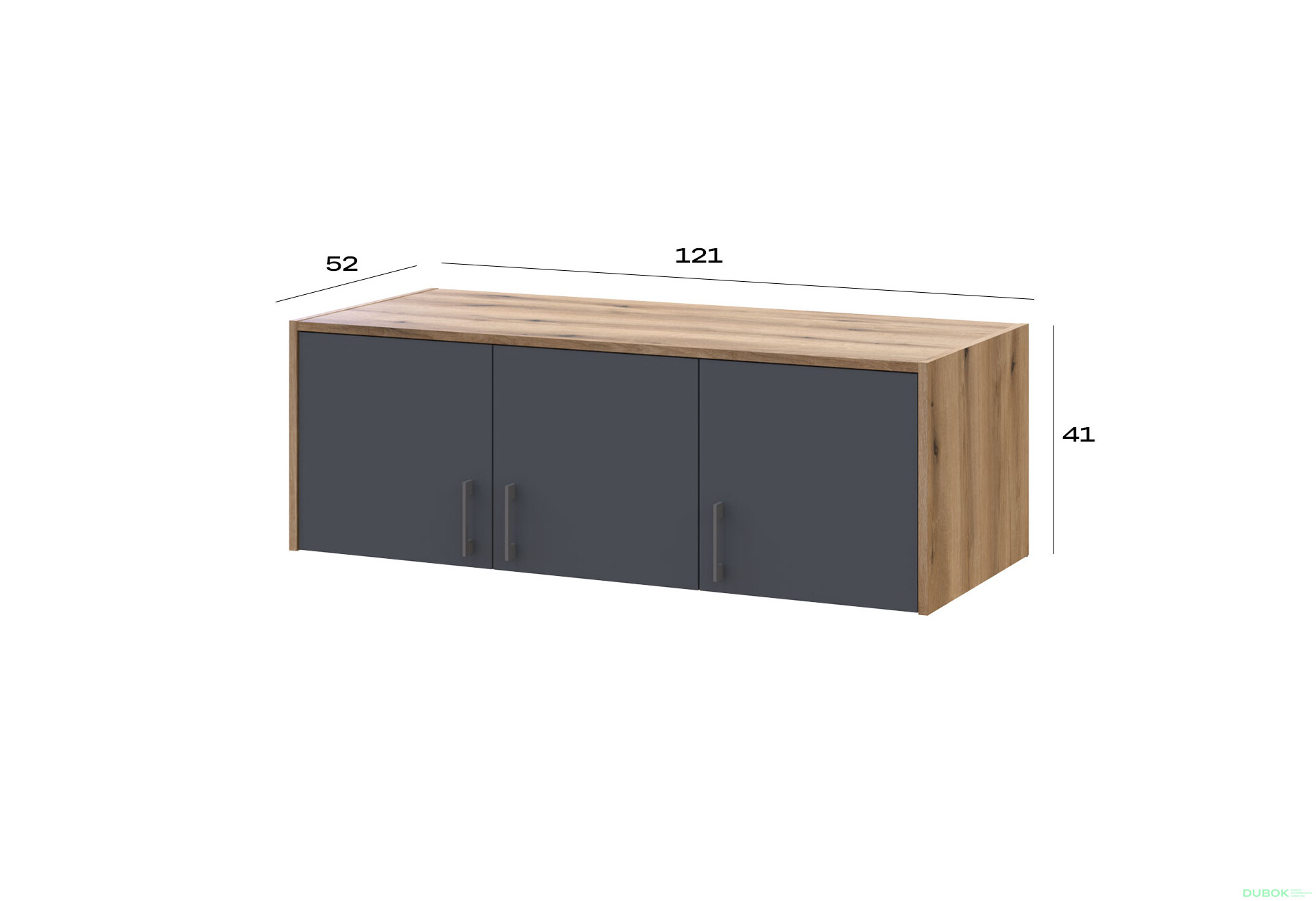 Nástavba Rondi 3 dřevotříska 121x52x41 dub artisan / grafit - Fotografie 7 Fotografie 7 - Nástavba Rondi 3 dřevotříska 121x52x41 dub artisan / grafit