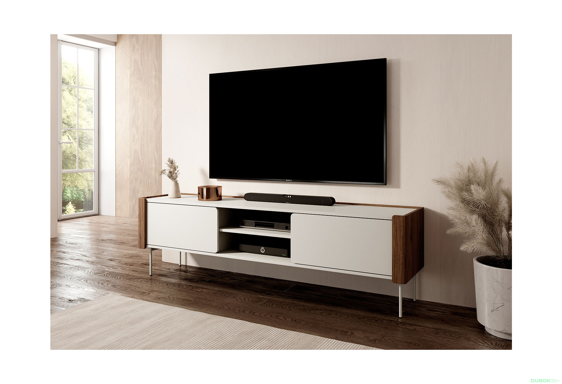 Fotografie 2 - TV stolek RTV180 warmia ořech / kašmír Wrap