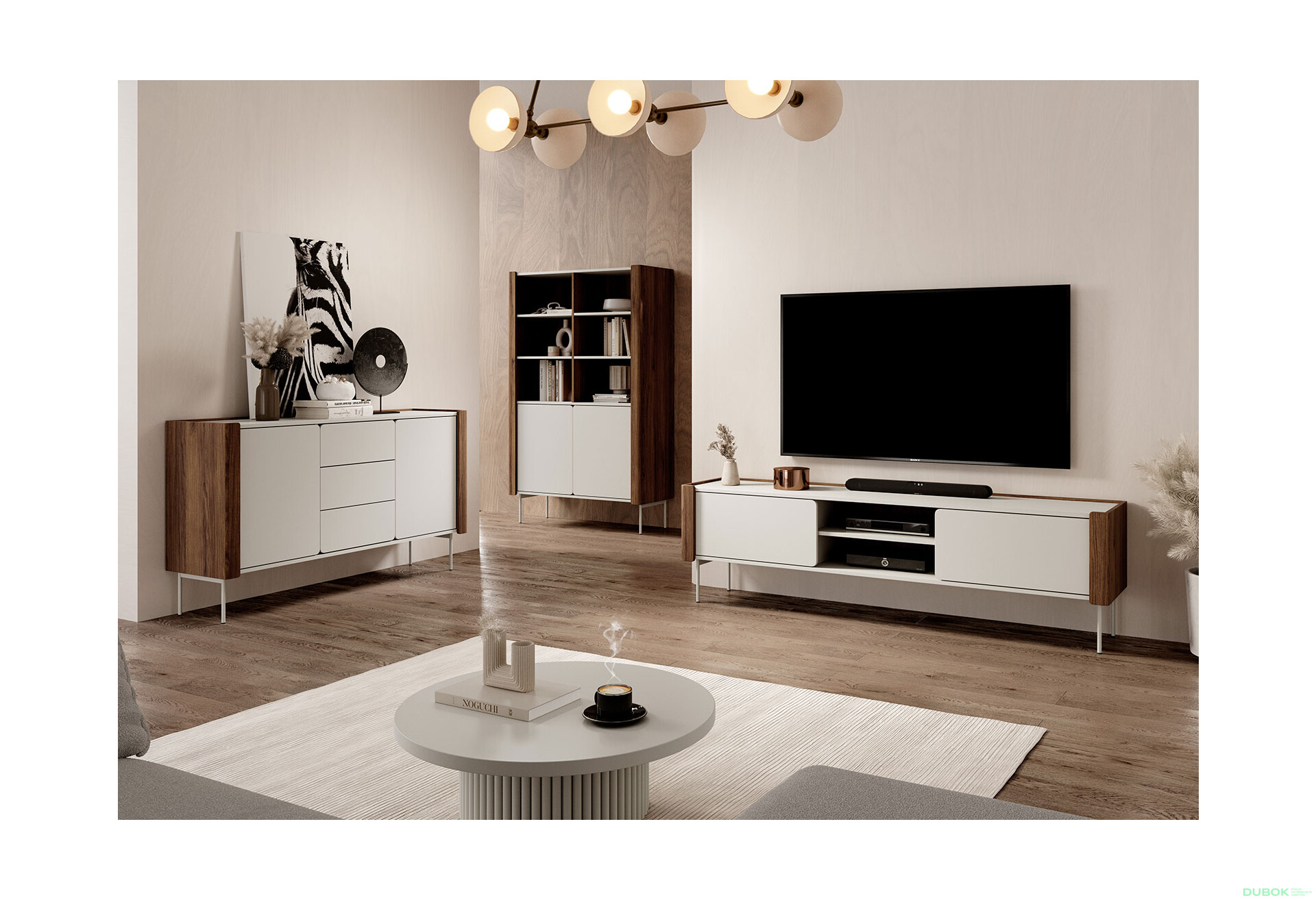 Fotografie 3 - TV stolek RTV180 warmia ořech / kašmír Wrap