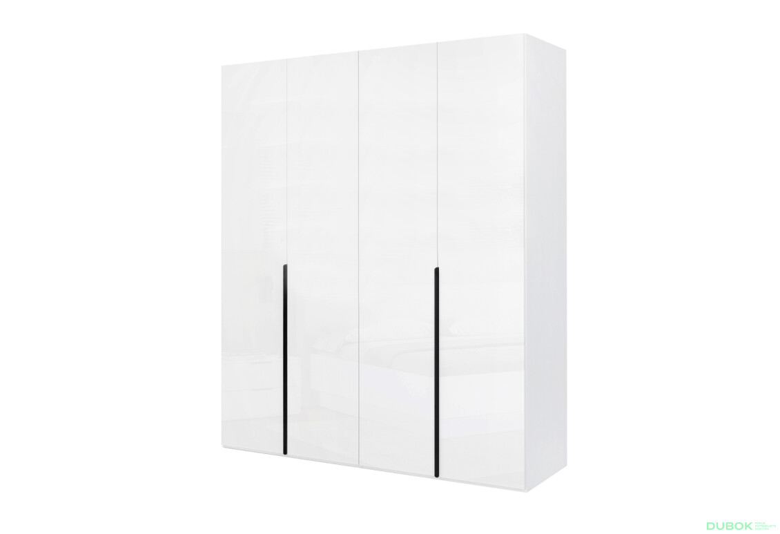 Skříň 4D bez zrcadel, bílý lesk Mila