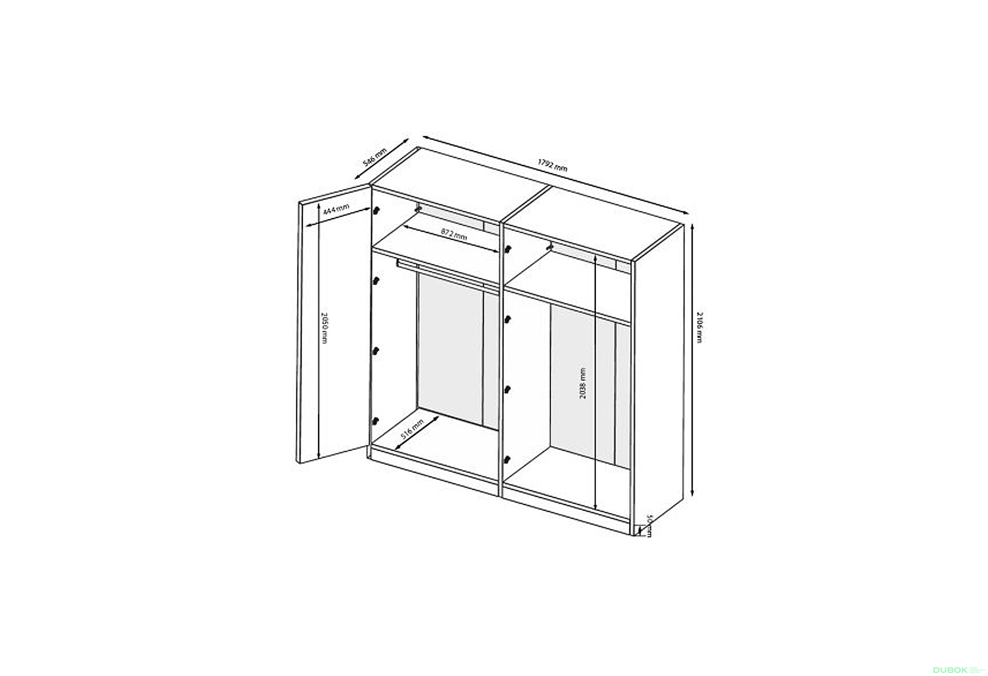 Fotografie 5 - Skříň 4D bez zrcadel, bílý lesk Mila