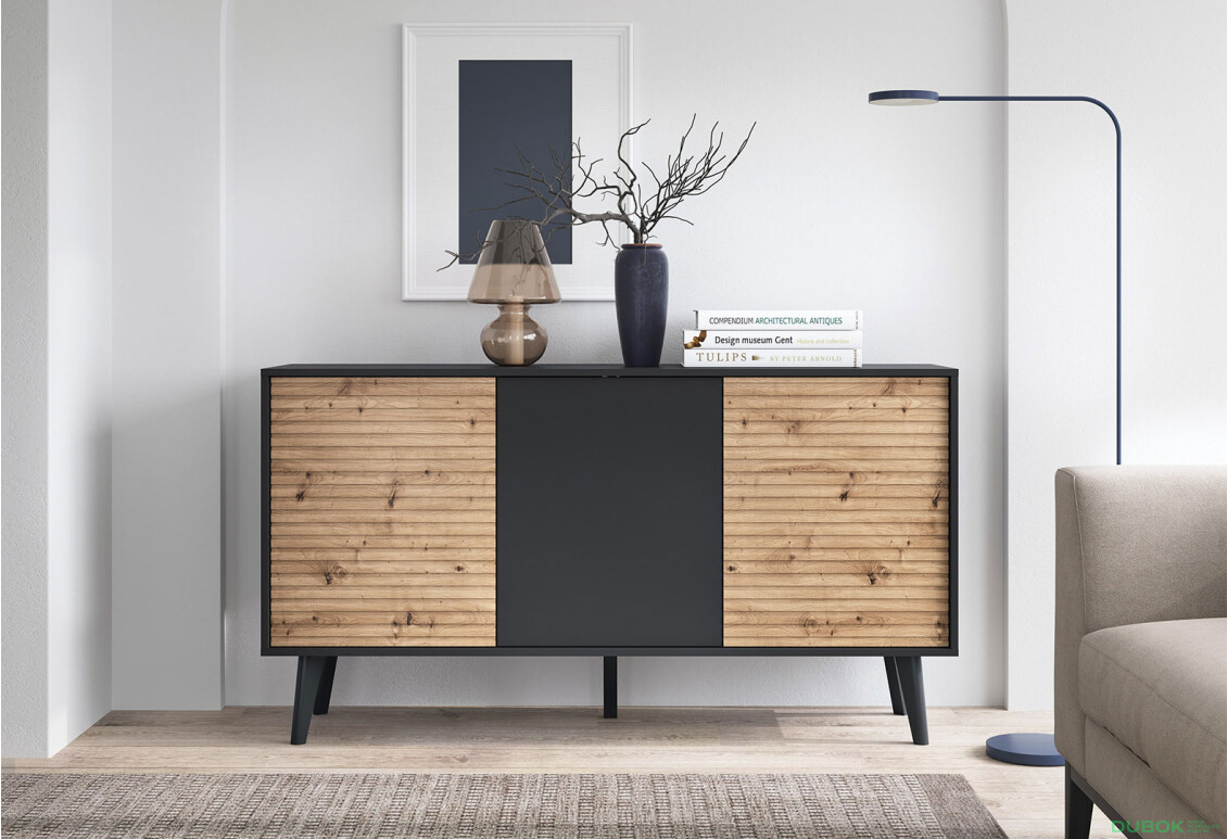 Fotografie 2 - Komoda K154 dub artisan / černý Willow