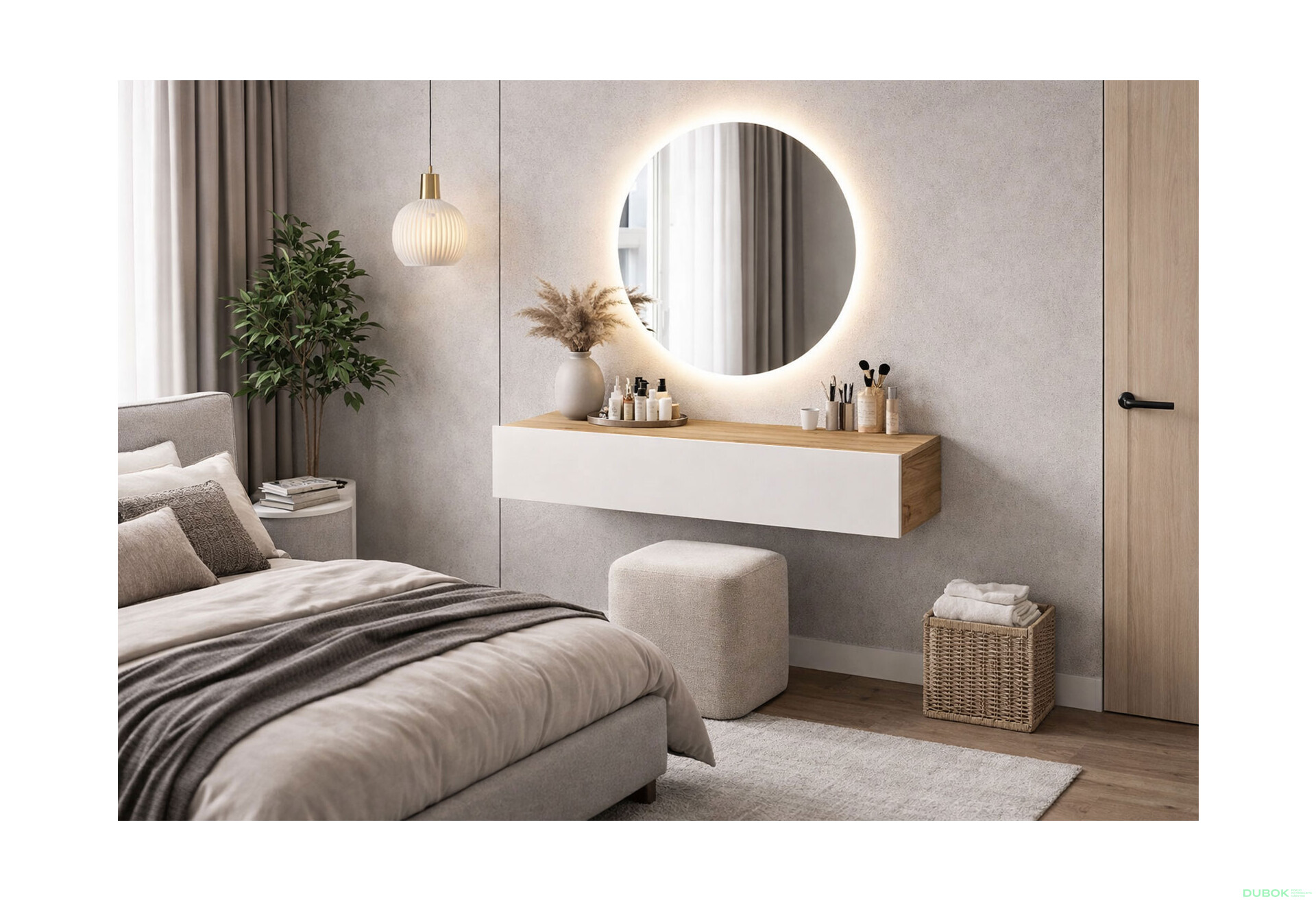 Fotografie 2 - Toaletní stolek 80 cm dub apalačský / nymphaea alba Space