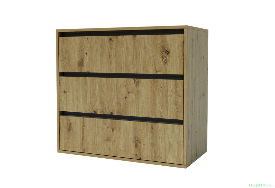 Komoda Idea K 760/800/3š dub artisan / šedý grafit