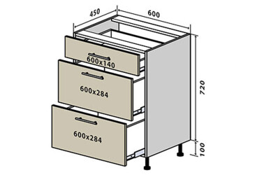 N28 Skříňka 3Š 60 Prajm / Prime