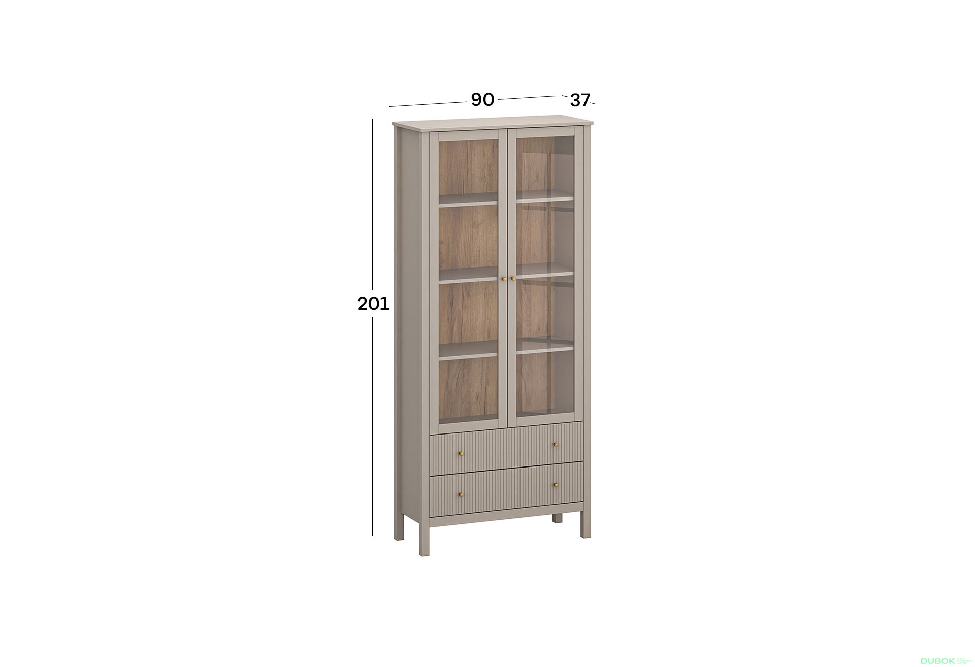 Vitrína 2w2s (V) taupe Kleo - Fotografie 3 Fotografie 3 - Vitrína 2w2s (V) taupe Kleo