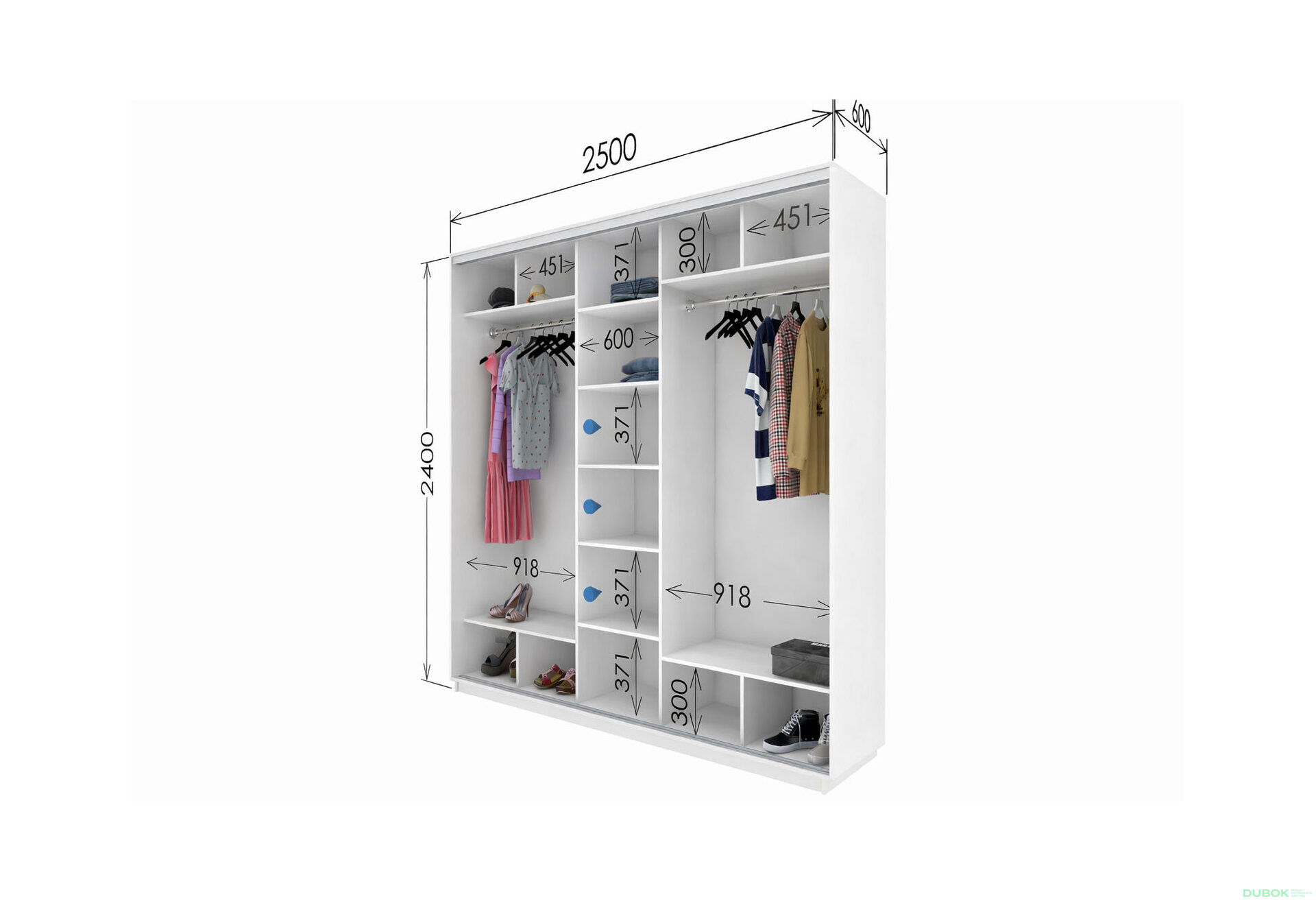 Fotografie 4 - Skříň s posuvnými dveřmi 2400x2500x600 2LTD 1 zrcadlo nymphaea alba, profil stříbrný