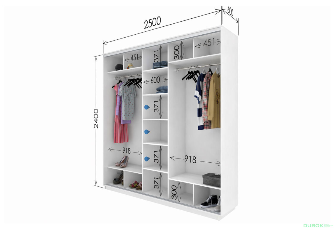 Fotografie 4 - Skříň s posuvnými dveřmi 2400x2500x600 2LTD 1 zrcadlo nymphaea alba, profil stříbrný