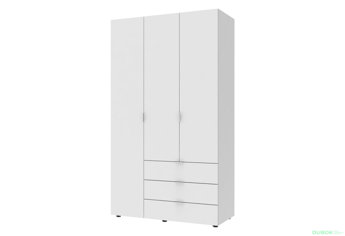 Skříň třídveřová Gelar 116.2 cm Bílá - Fotografie 1 Fotografie 1 - Skříň třídveřová Gelar 116.2 cm Bílá