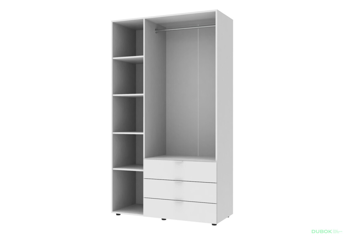 Skříň třídveřová Gelar 116.2 cm Bílá - Fotografie 3 Fotografie 3 - Skříň třídveřová Gelar 116.2 cm Bílá