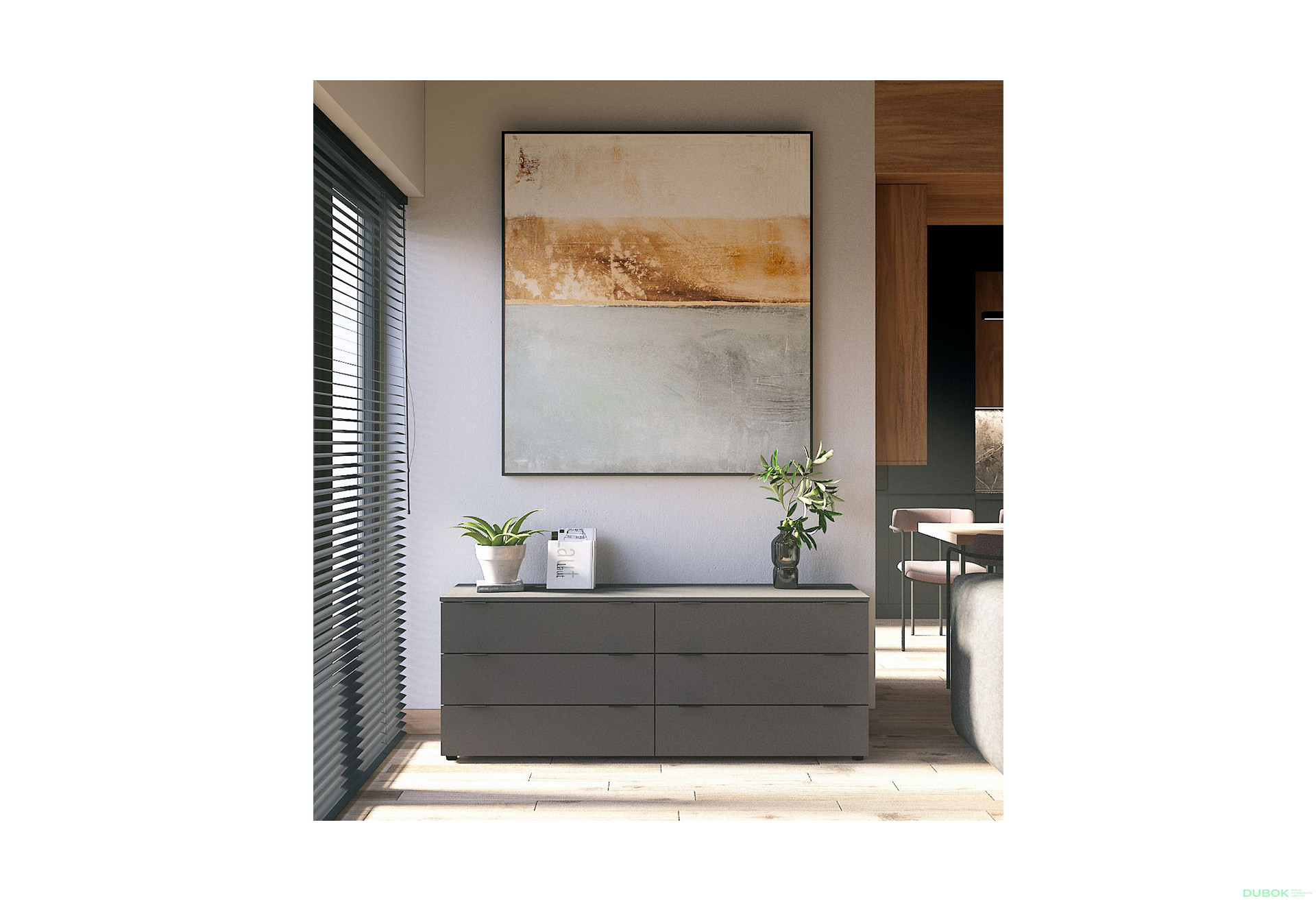 Fotografie 2 - Komoda Ron 9 s 6 zásuvkami 160х38х62 grafit