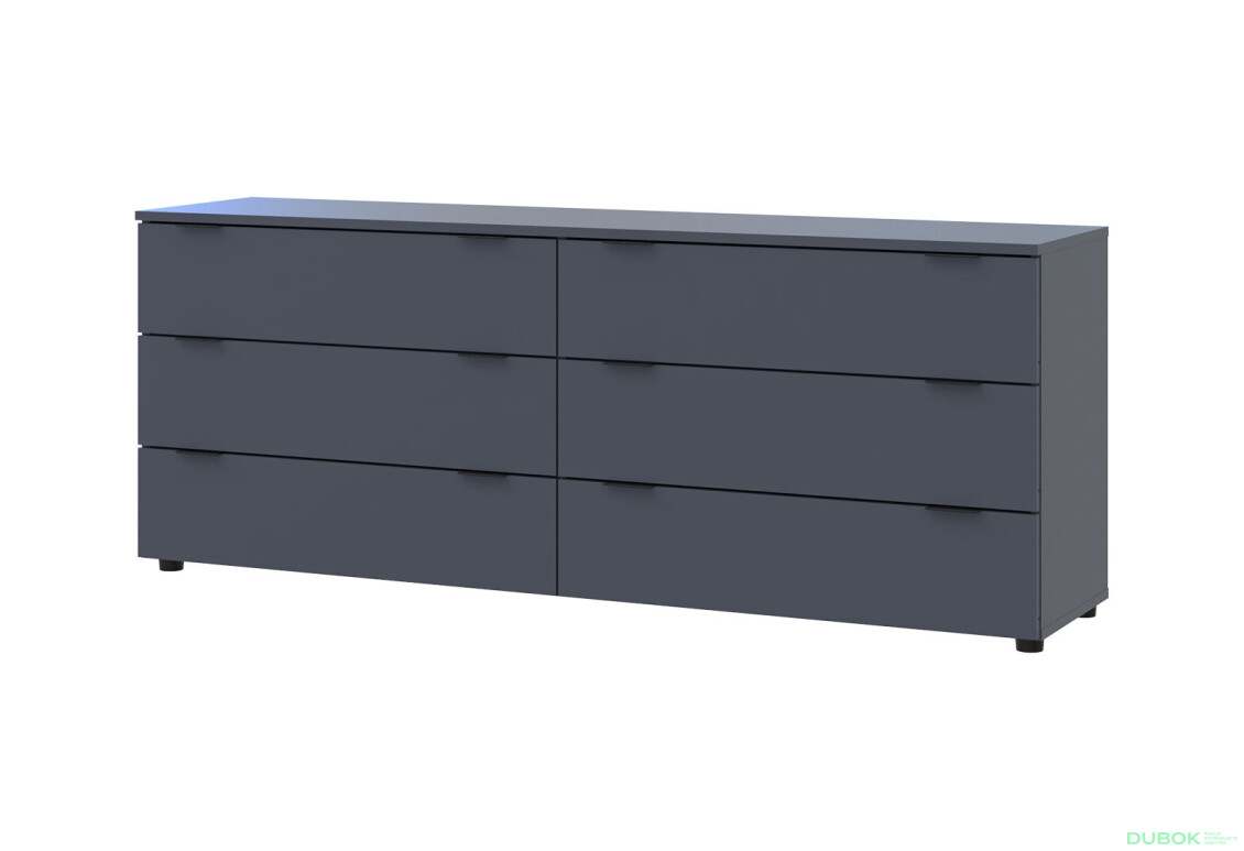 Komoda Ron 9 s 6 zásuvkami 160х38х62 grafit