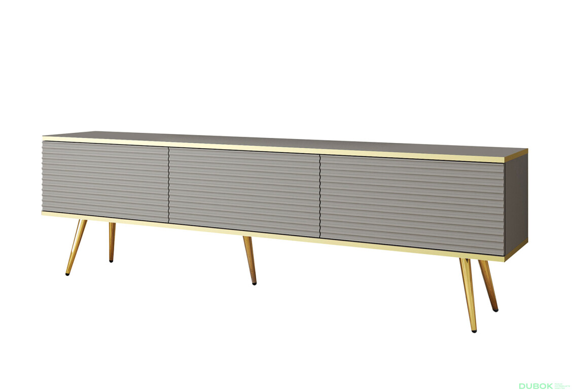 TV stolek RTV 175 MDF šedý, zlaté nohy Oro - Fotografie 1 Fotografie 1 - TV stolek RTV 175 MDF šedý, zlaté nohy Oro