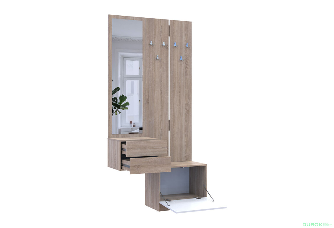 Fotografie 4 - Sada 105 cm s ramínkem dub sonoma / bílá Sola