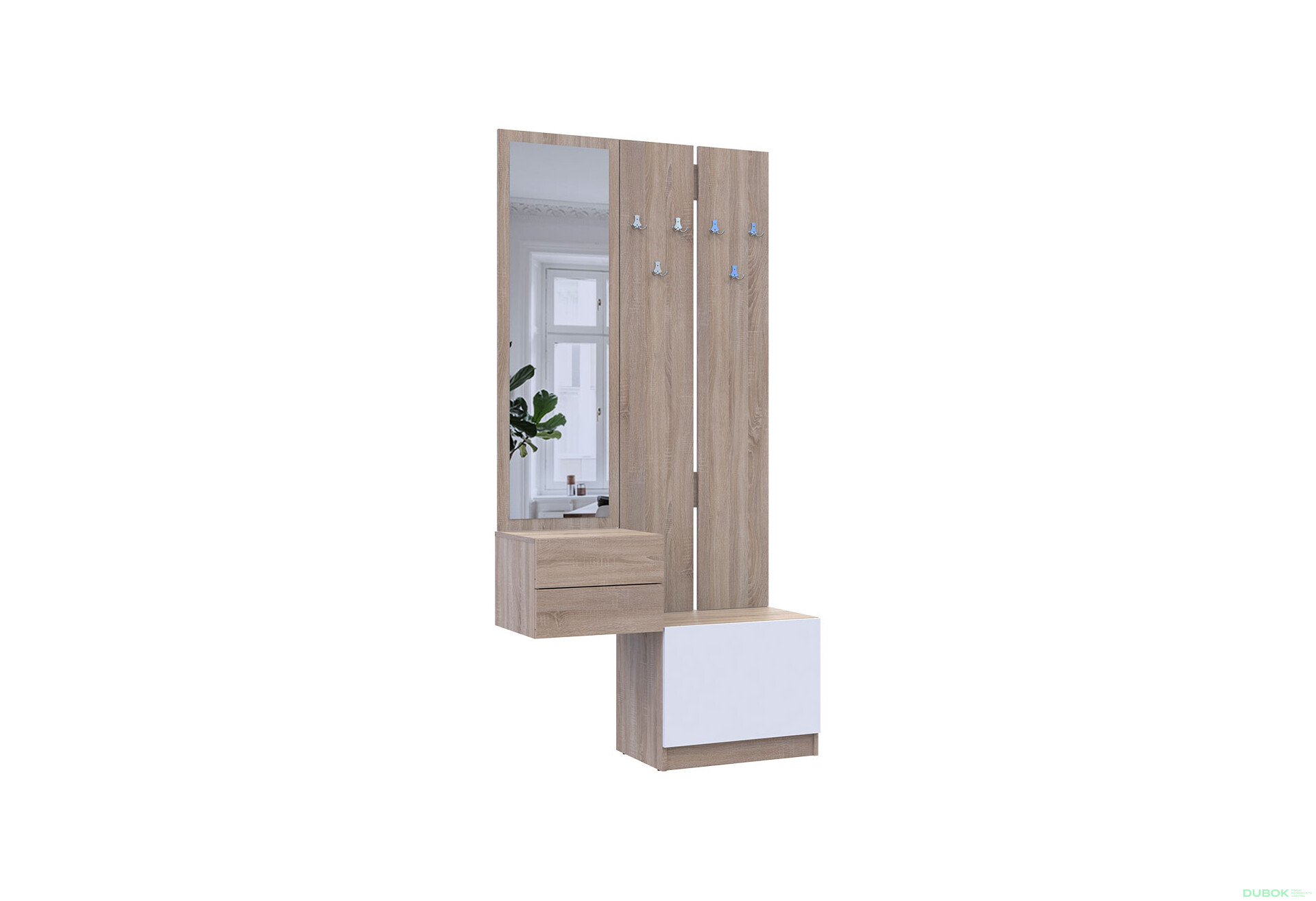 Fotografie 6 - Sada 105 cm s ramínkem dub sonoma / bílá Sola