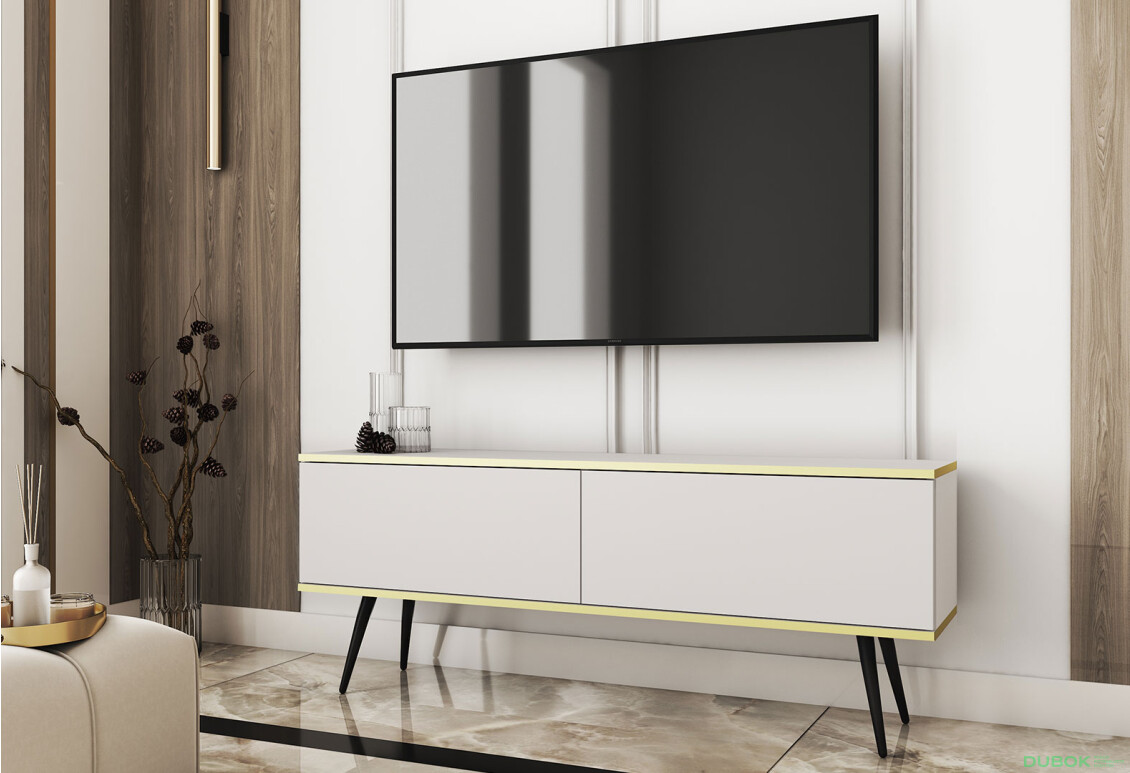 Fotografie 2 - TV stolek RTV 135 bílý, černé nohy Oro