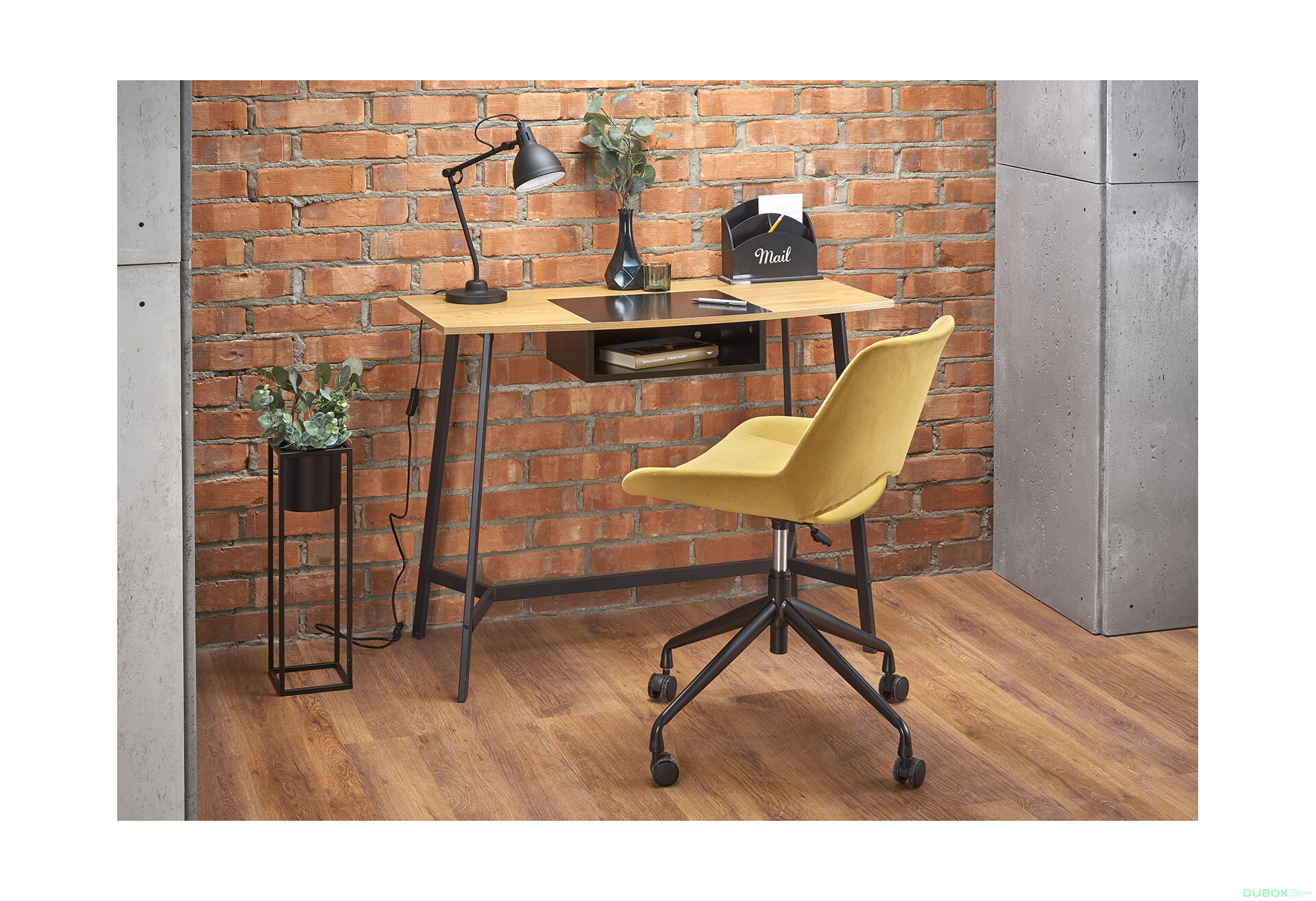 Fotografie 2 - Psací stůl B41 dub zlatý / černý