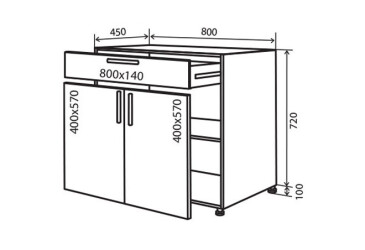 N31 Skříňka 1Š2D 80 MoDa Mat / MoDa Matt