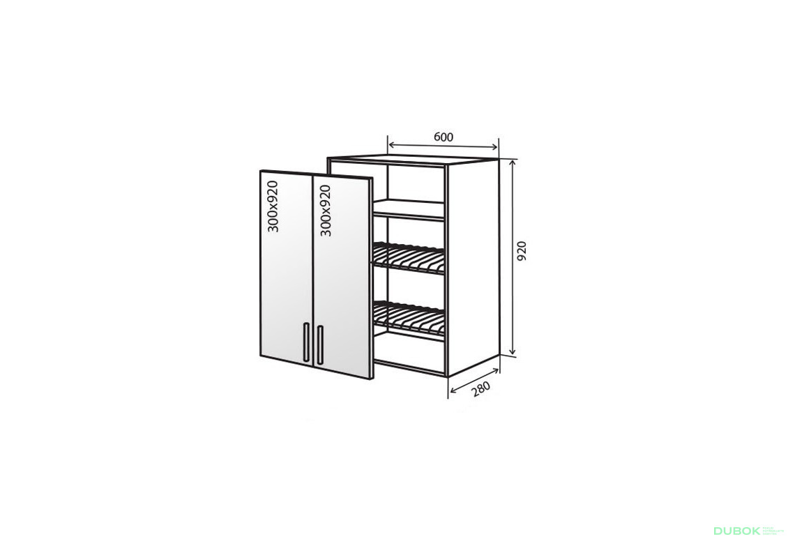 V47 Skříňka 2D 60 Sušák Vitrina MoDa Mat / MoDa Matt
