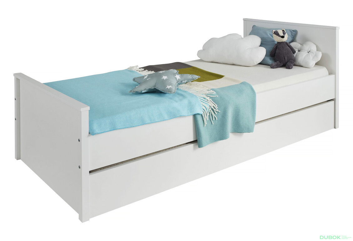 Postel 90x200 + zásuvka postele bílý Ole - Fotografie 1 Fotografie 1 - Postel 90x200 + zásuvka postele bílý Ole