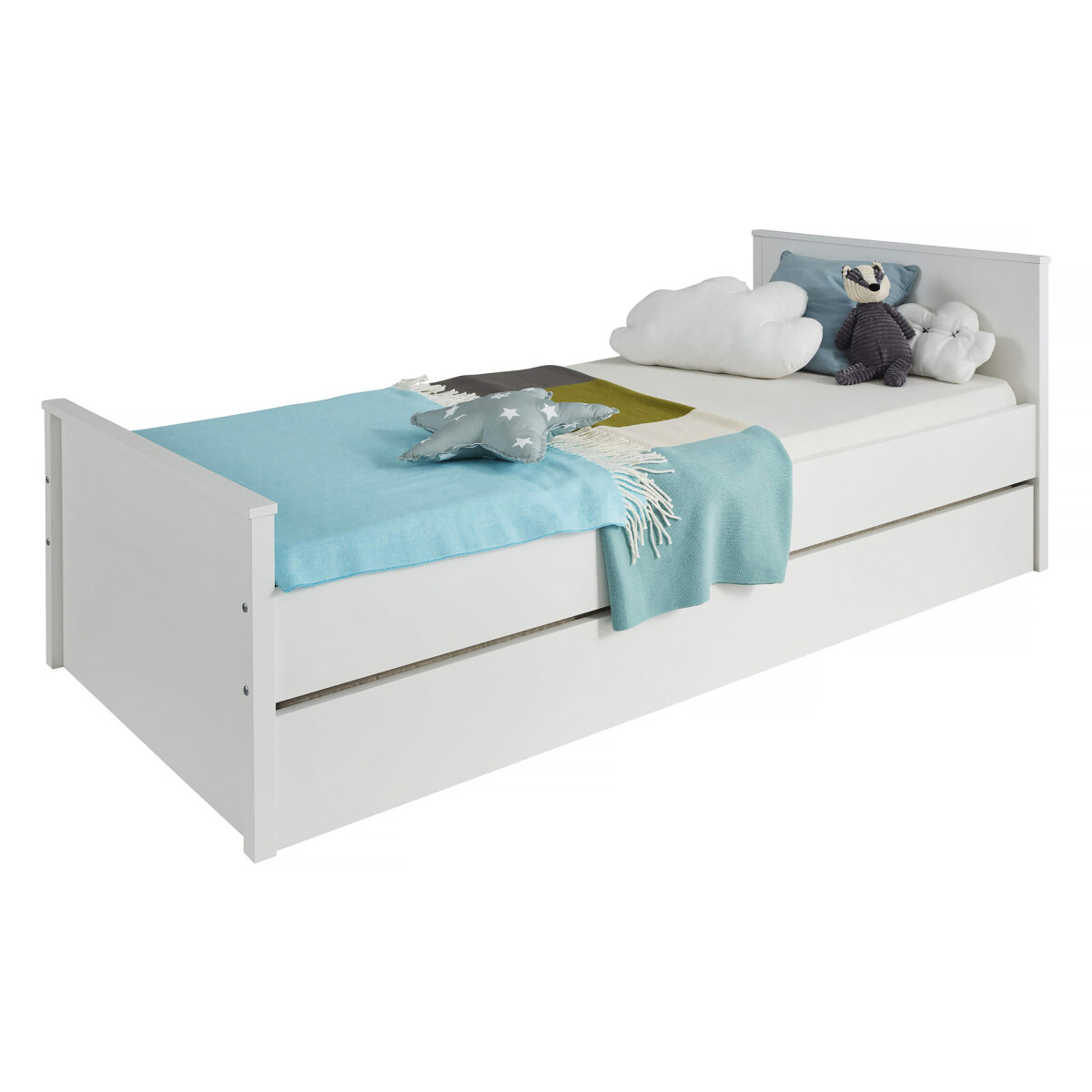 

Postel 90x200 + zásuvka postele bílý Ole