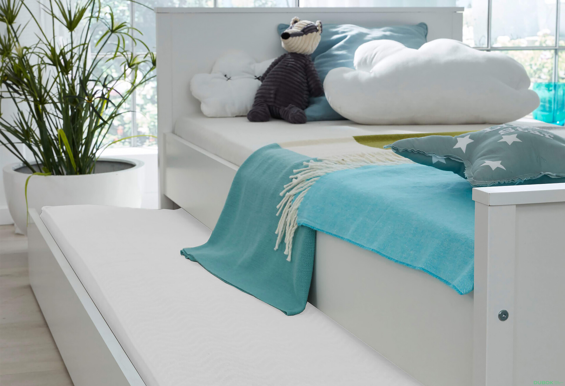 Postel 90x200 + zásuvka postele bílý Ole - Fotografie 3 Fotografie 3 - Postel 90x200 + zásuvka postele bílý Ole