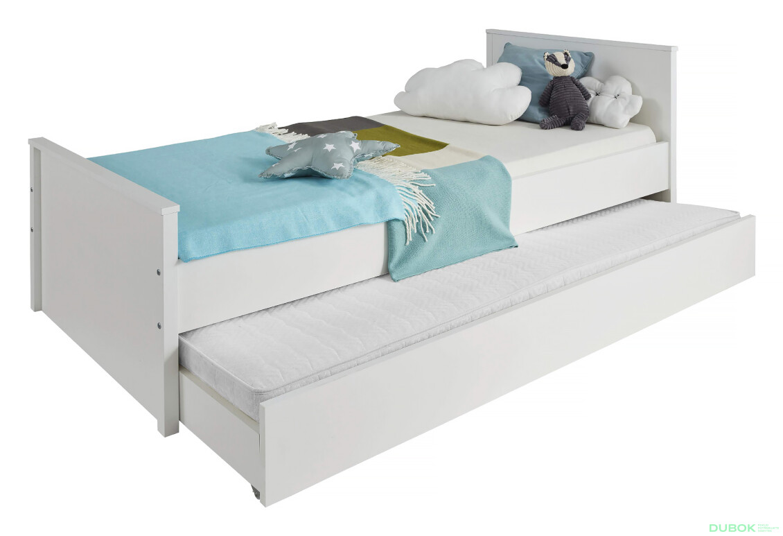 Postel 90x200 + zásuvka postele bílý Ole - Fotografie 2 Fotografie 2 - Postel 90x200 + zásuvka postele bílý Ole