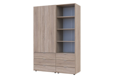 Skříň 2D s regálem se zásuvkami Gelar 137.5 cm dub sonoma