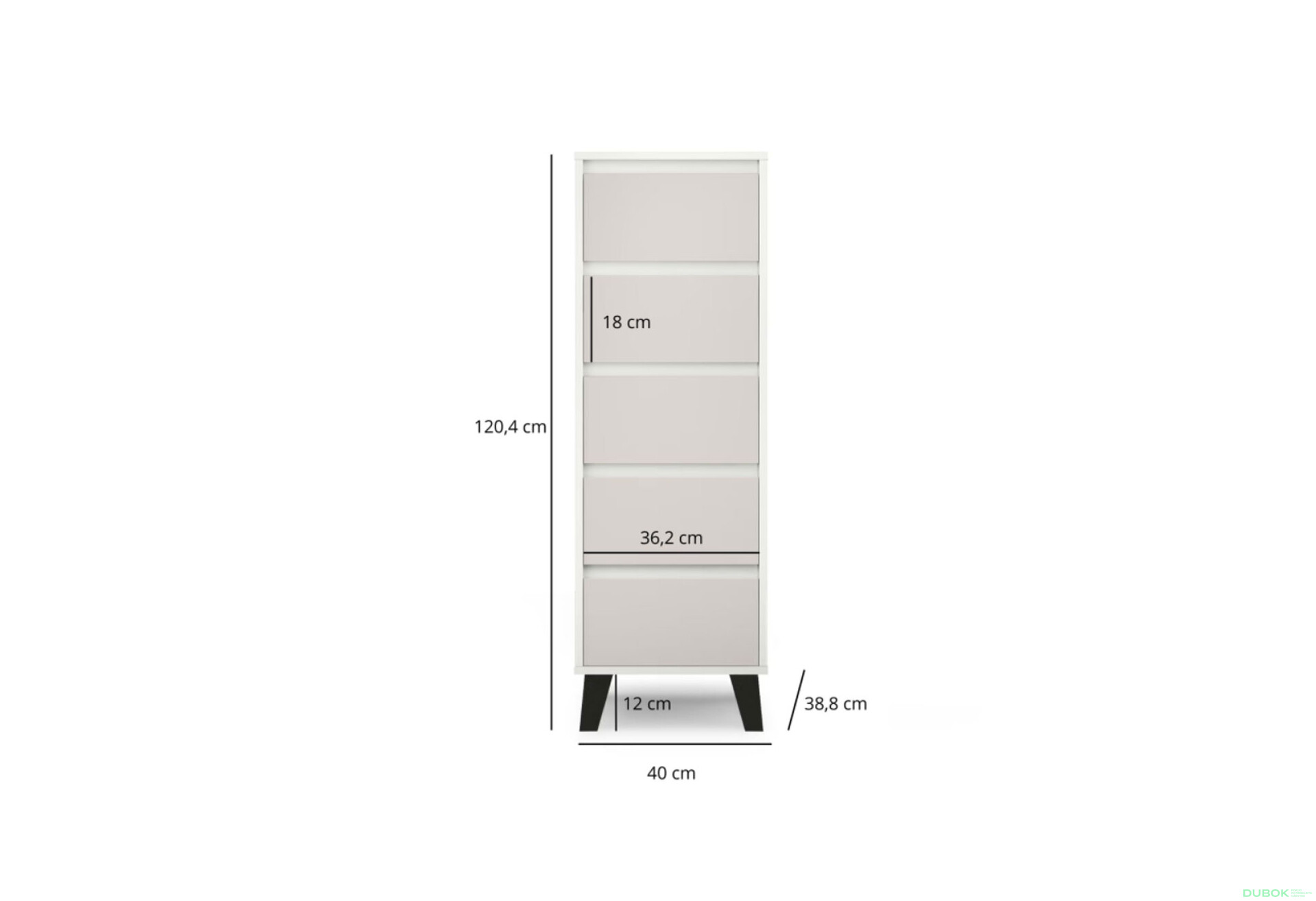 Fotografie 5 - Komoda Borg 5s/40 bílá / kašmír