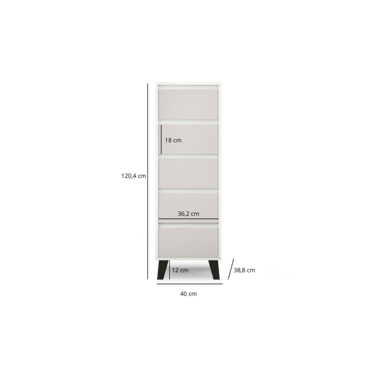 Komoda Borg 5s/40 bílá / kašmír (obrázek 5)