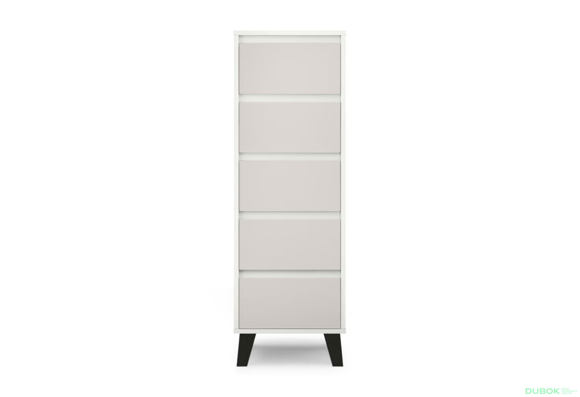 Komoda Borg 5s/40 bílá / kašmír