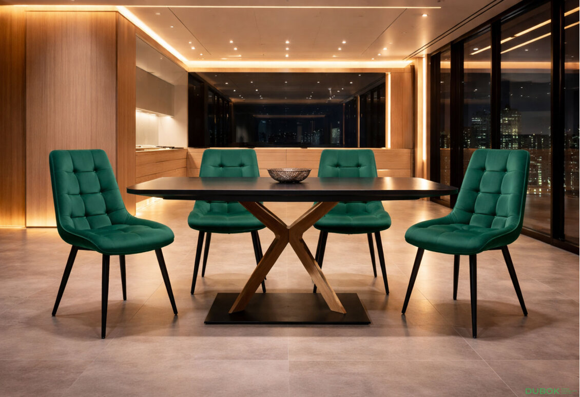 Fotografie 2 - Židle Chic Velvet zelený Bluvel 78, černý kov