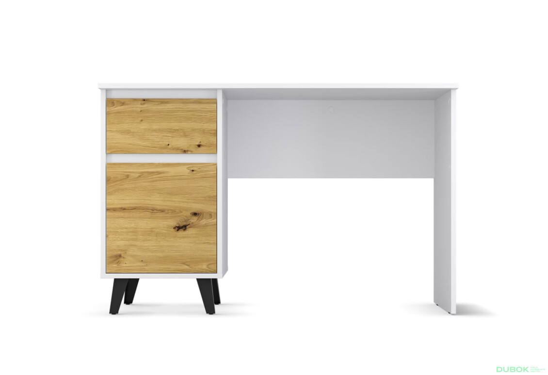 Fotografie 2 - Psací stůl BORG 1d1s/120 bílý / dub artisan