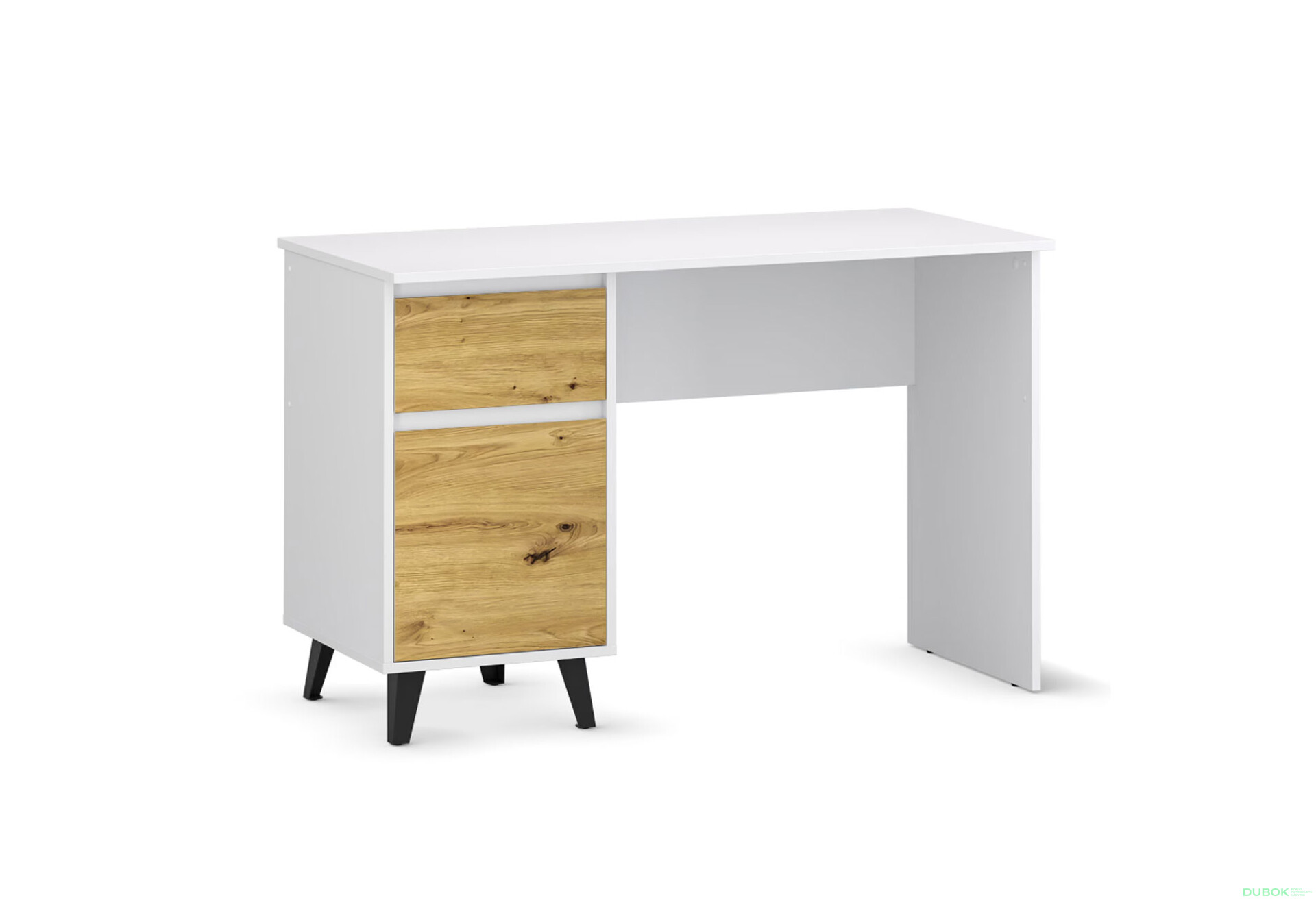 Fotografie 1 - Psací stůl BORG 1d1s/120 bílý / dub artisan