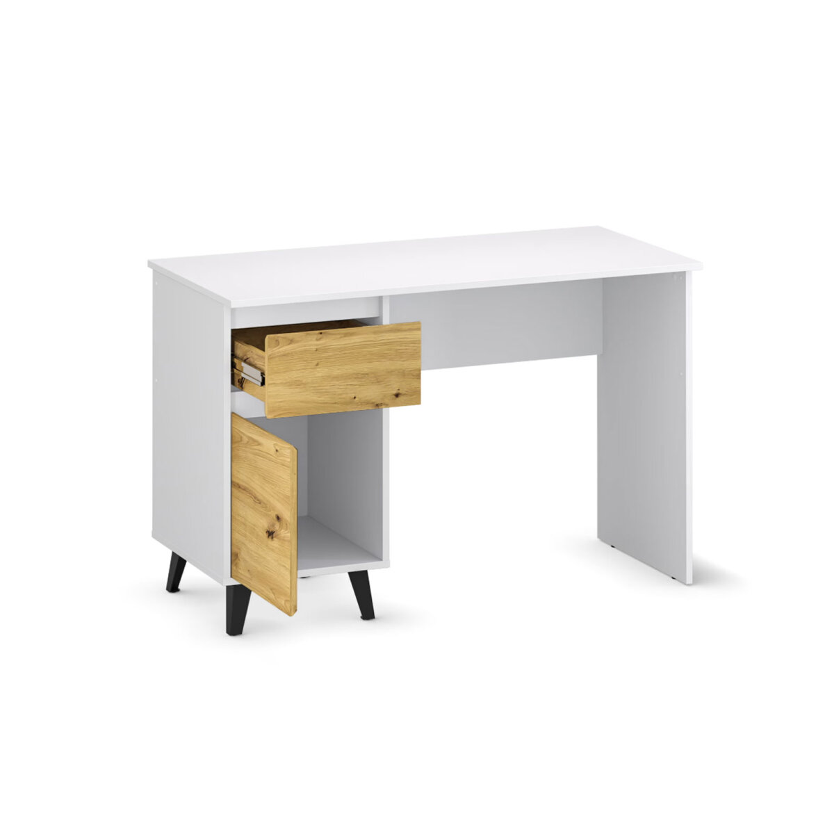 Psací stůl BORG 1d1s/120 bílý / dub artisan (obrázek 5)