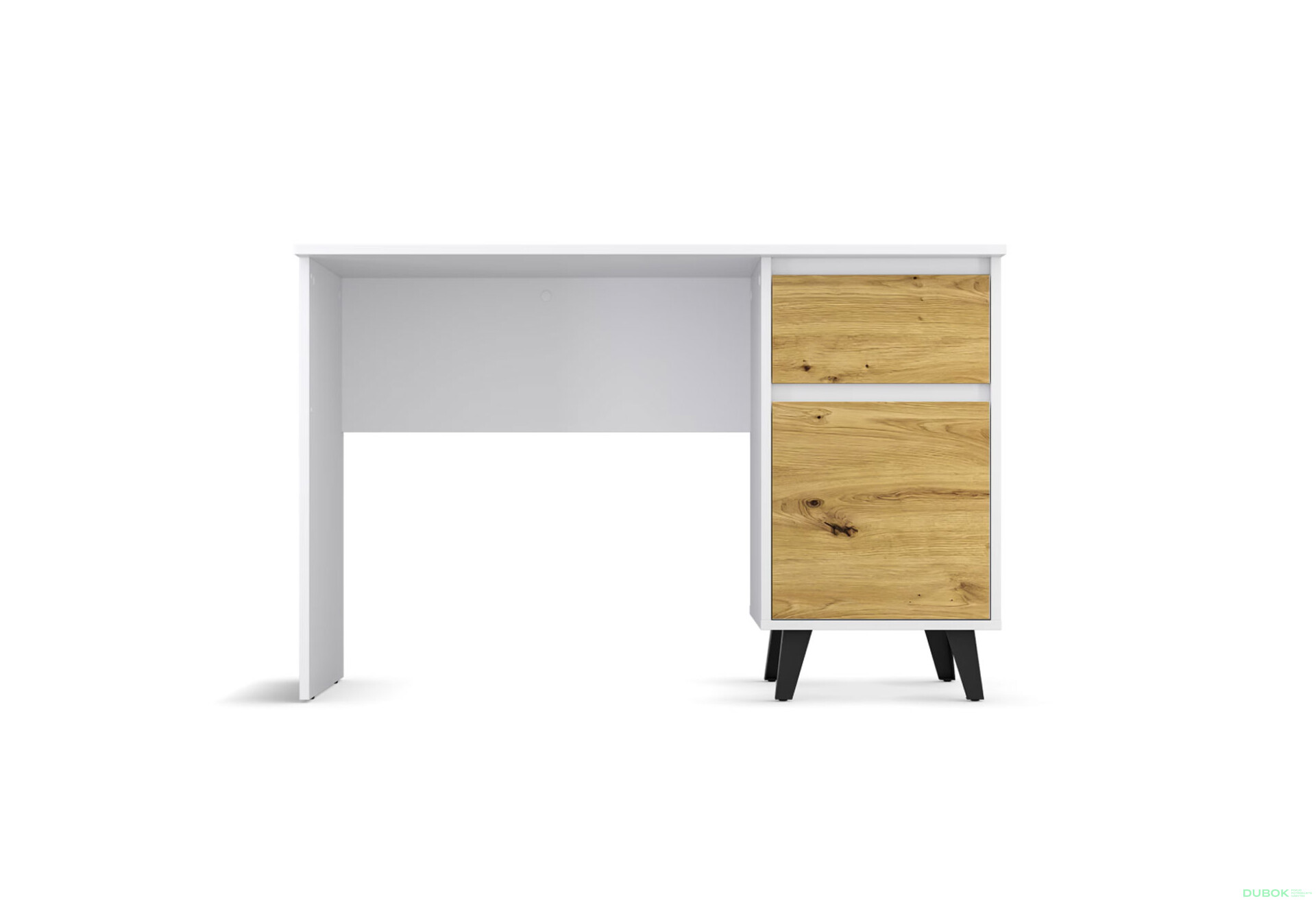 Psací stůl BORG 1d1s/120 bílý / dub artisan - Fotografie 3 Fotografie 3 - Psací stůl BORG 1d1s/120 bílý / dub artisan