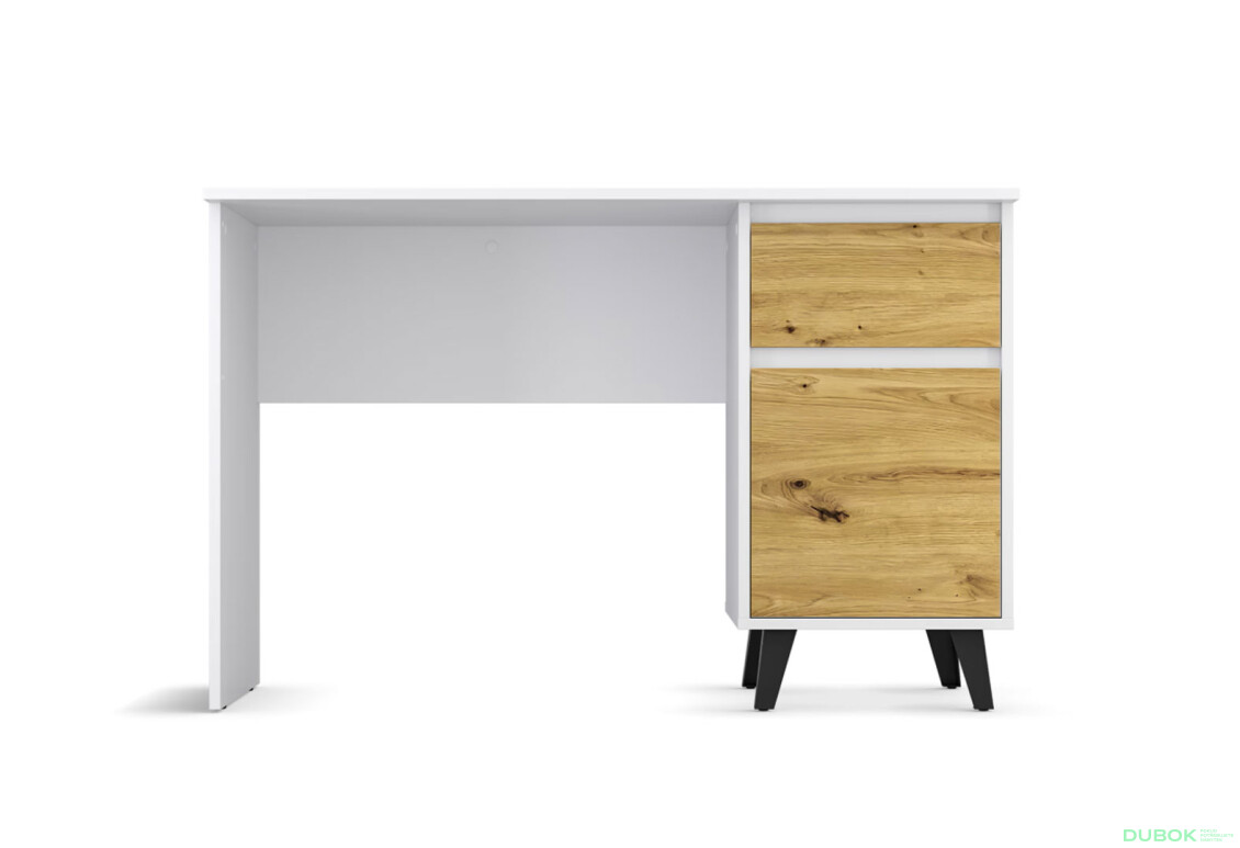 Psací stůl BORG 1d1s/120 bílý / dub artisan - Fotografie 3 Fotografie 3 - Psací stůl BORG 1d1s/120 bílý / dub artisan