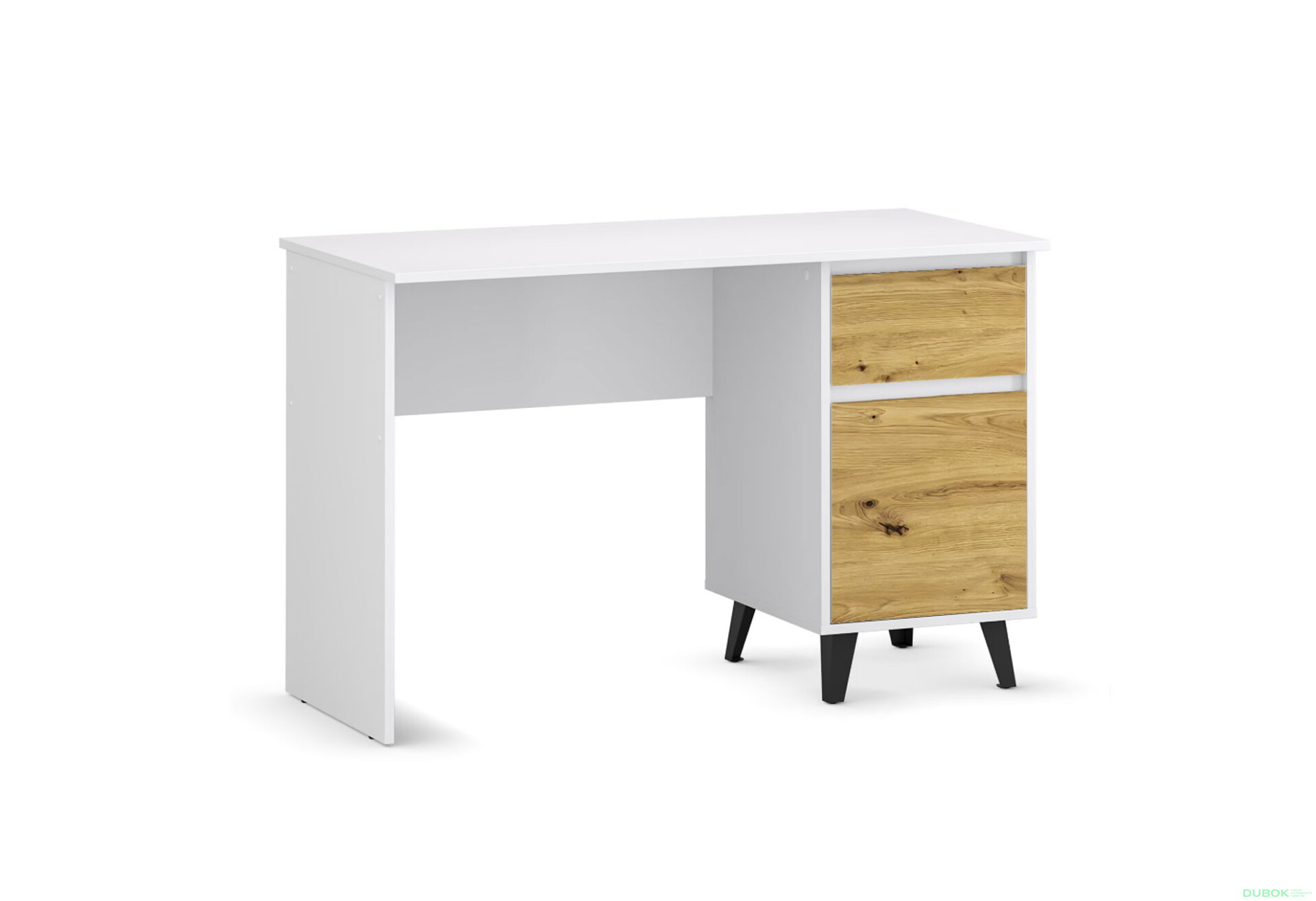 Psací stůl BORG 1d1s/120 bílý / dub artisan - Fotografie 4 Fotografie 4 - Psací stůl BORG 1d1s/120 bílý / dub artisan
