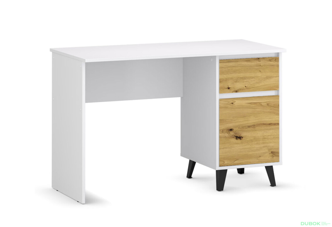 Fotografie 4 - Psací stůl BORG 1d1s/120 bílý / dub artisan