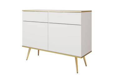 Komoda KSZ107 bílá, zlaté nohy Oro