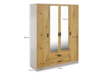 Skříň Kami se zrcadlem 4d2s kašmír / dub artisan