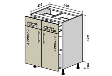 N26 Skříňka 2Š2D 60 MoDa
