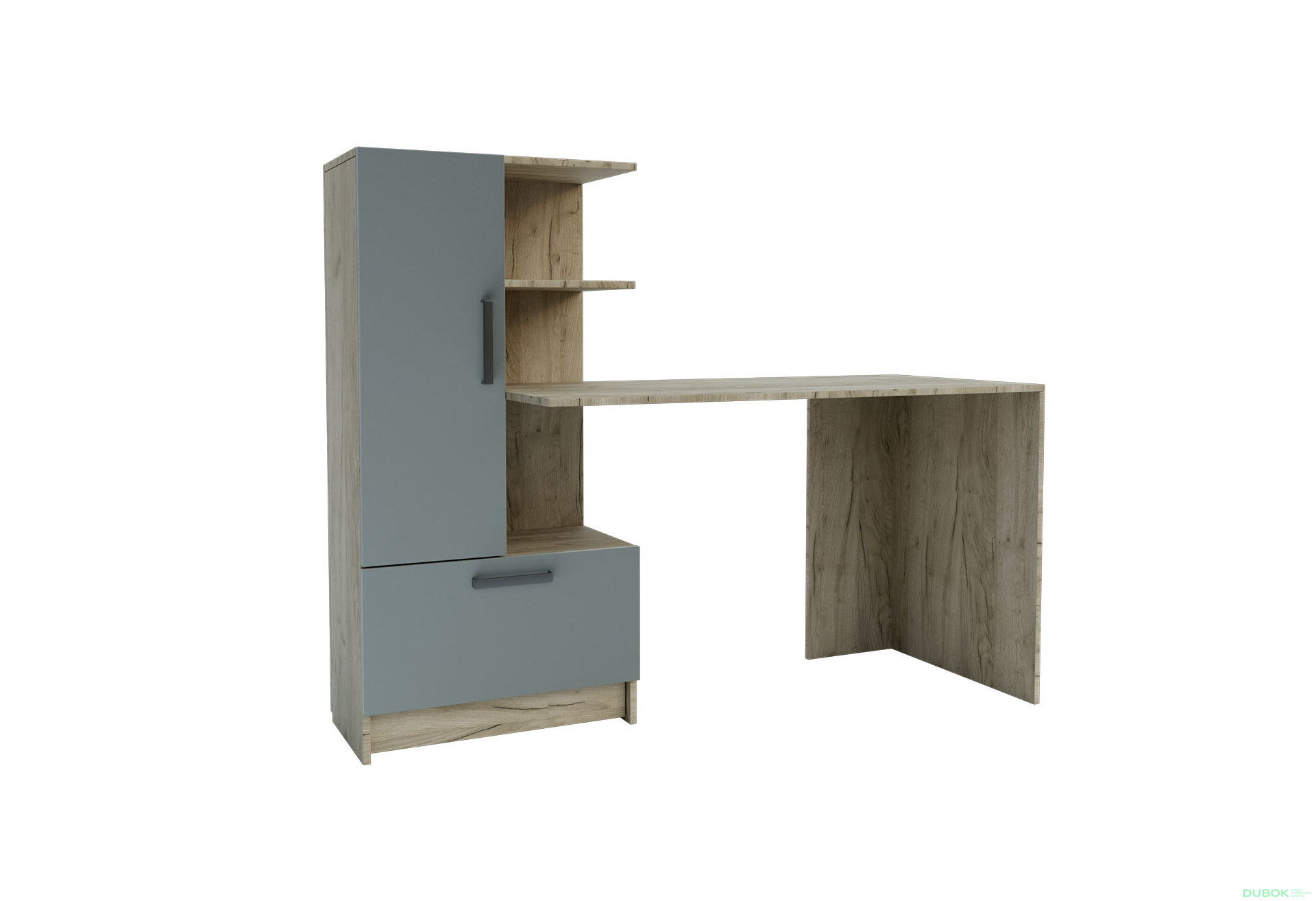 Fotografie 1 - Psací stůl Standard s levou montáží dub kraft šedý / činčila šedý