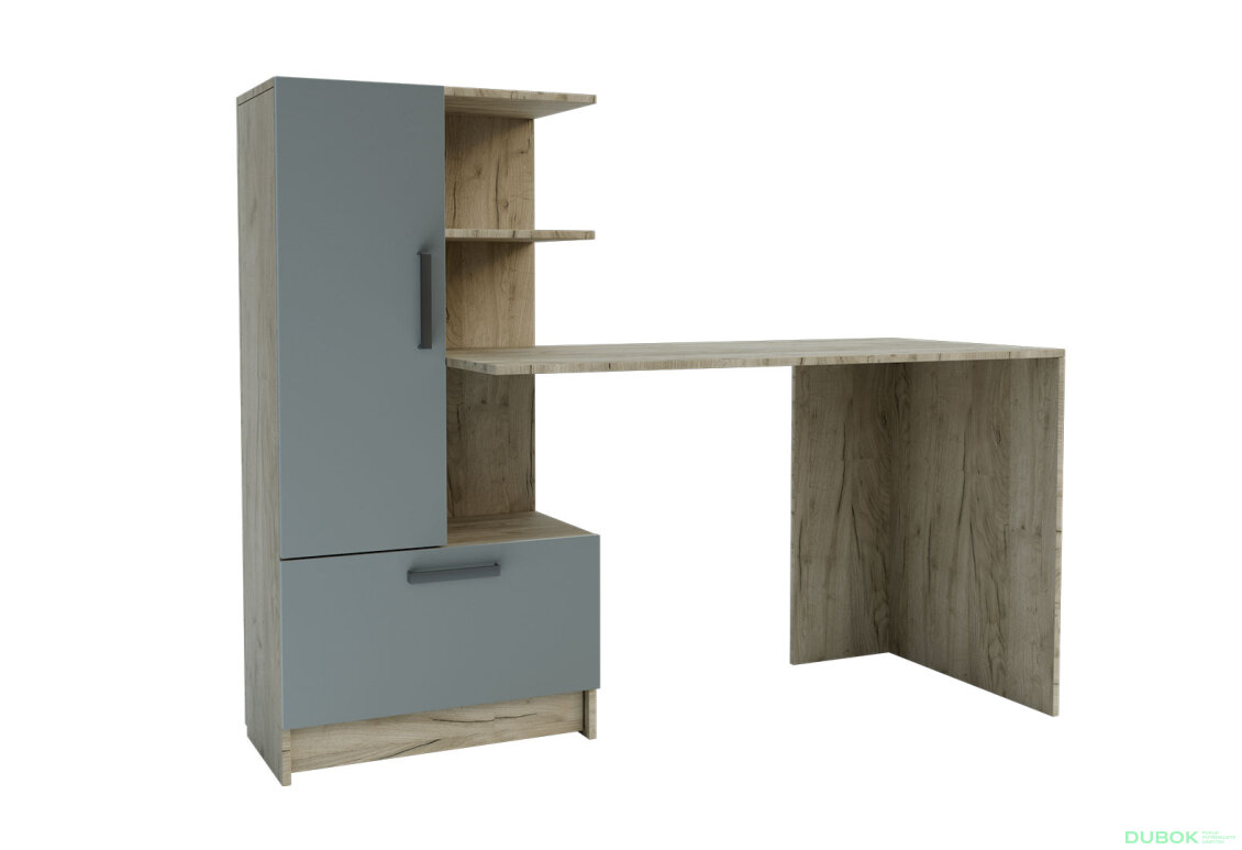 Psací stůl Standard s levou montáží dub kraft šedý / činčila šedý