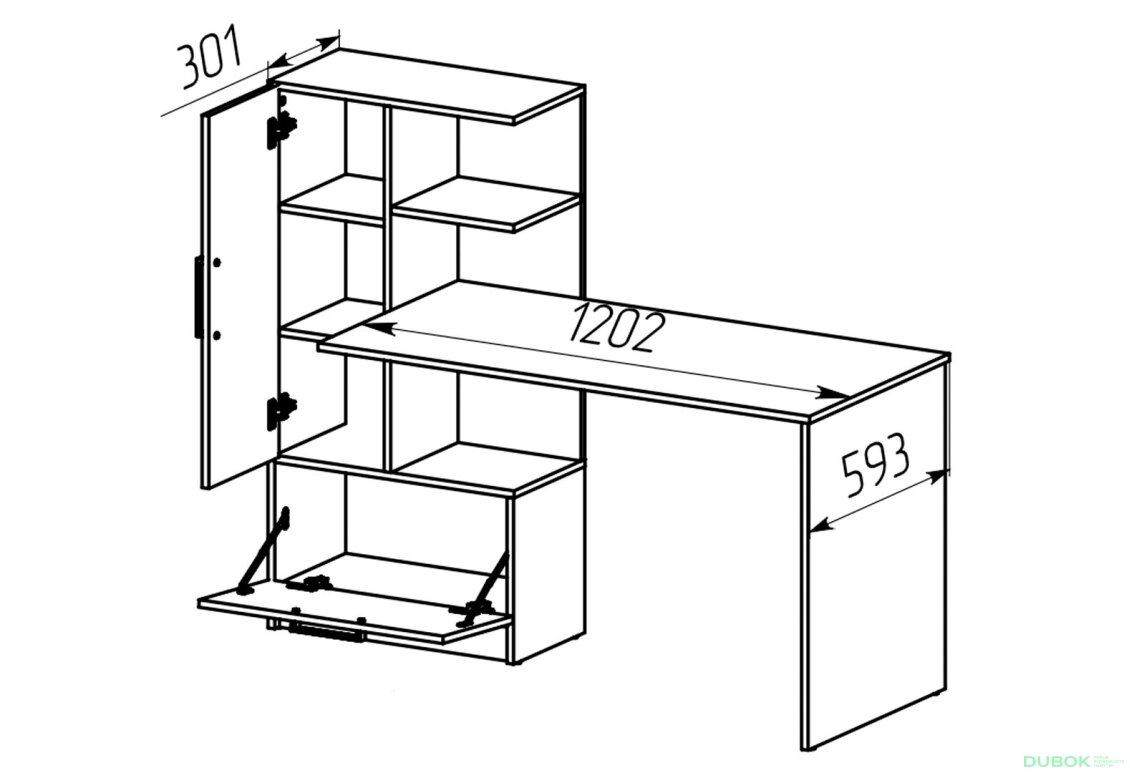 Fotografie 2 - Psací stůl Standard s levou montáží dub kraft šedý / činčila šedý