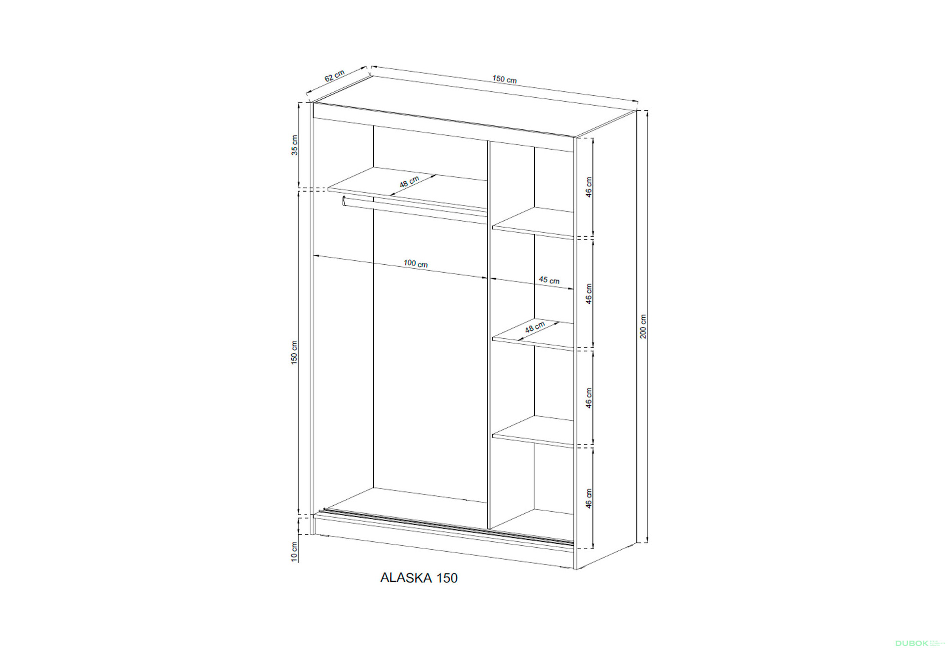 Skříň Alaska 150 bílý - Fotografie 4 Fotografie 4 - Skříň Alaska 150 bílý