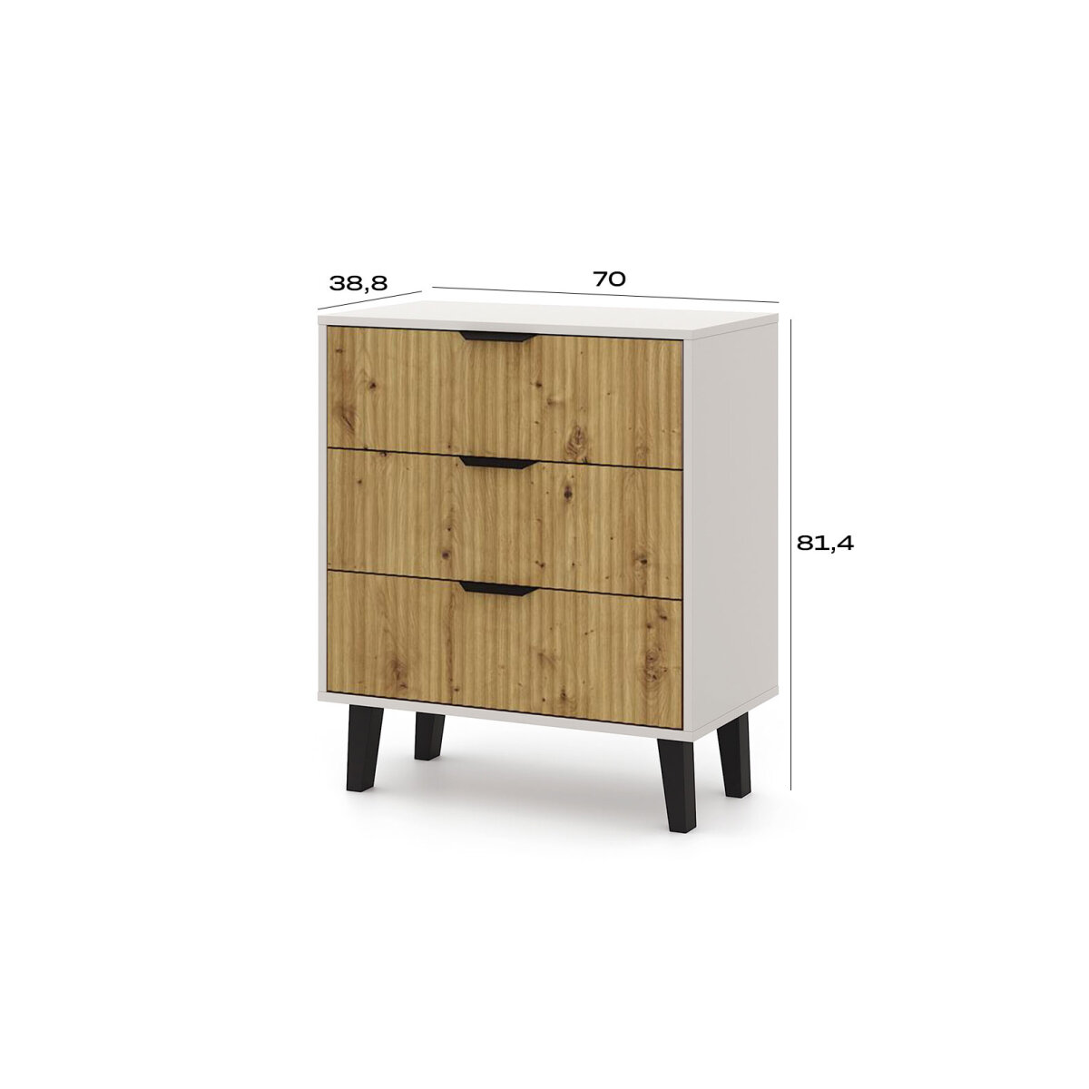Komoda Borg Duo 3Š kašmír / dub artisan (obrázek 5)